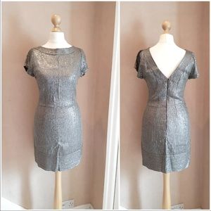 - Reiss Sequin Dress Silver Sequin Open Back UK12